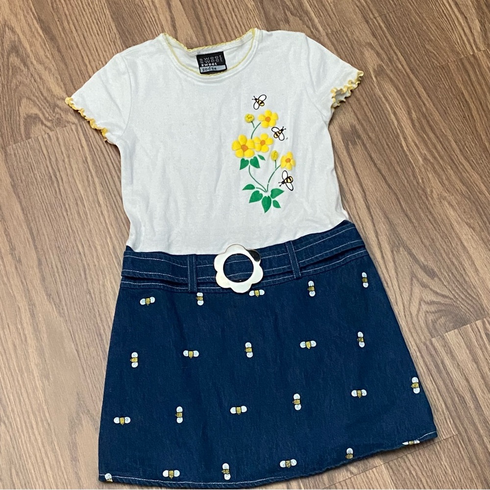 Sweet Soda Girls Dress Size 6 Vintage Cotton  USA Made  Contrast Denim Skirt